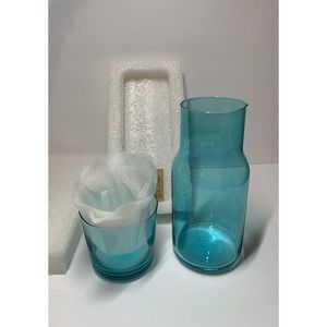 Jonathan Adler BIBA Tumble Up Bedside Carafe Set Blue Glass - Blue NEW